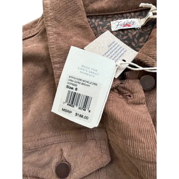 Faherty Brown Stretch Cord Michelle Shirt Dress Size Small NWT